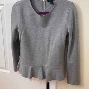 J CREW Tulle Ruffle Hem Gray Top Shirt